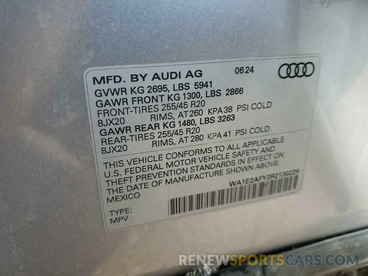 12 Photograph of a damaged car WA1E2AFY2R2130229 AUDI Q5 2024