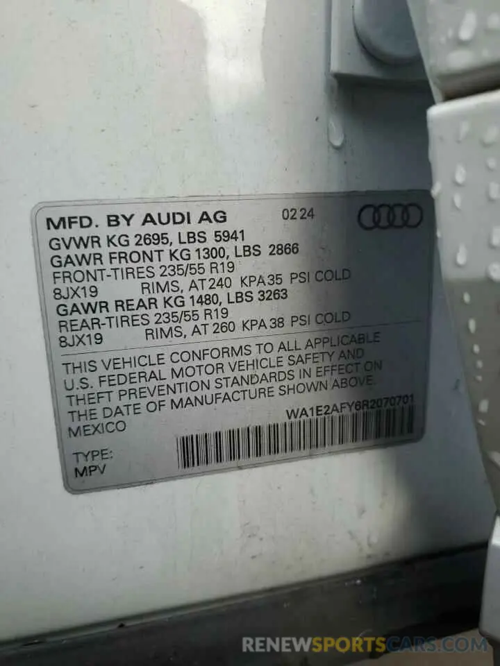 14 Photograph of a damaged car WA1E2AFY6R2070701 AUDI Q5 2024