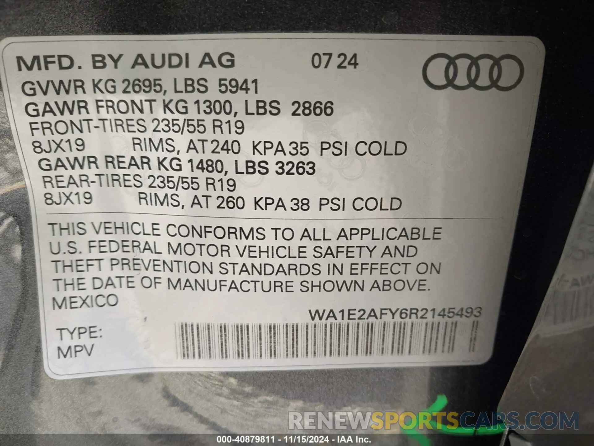 9 Photograph of a damaged car WA1E2AFY6R2145493 AUDI Q5 2024