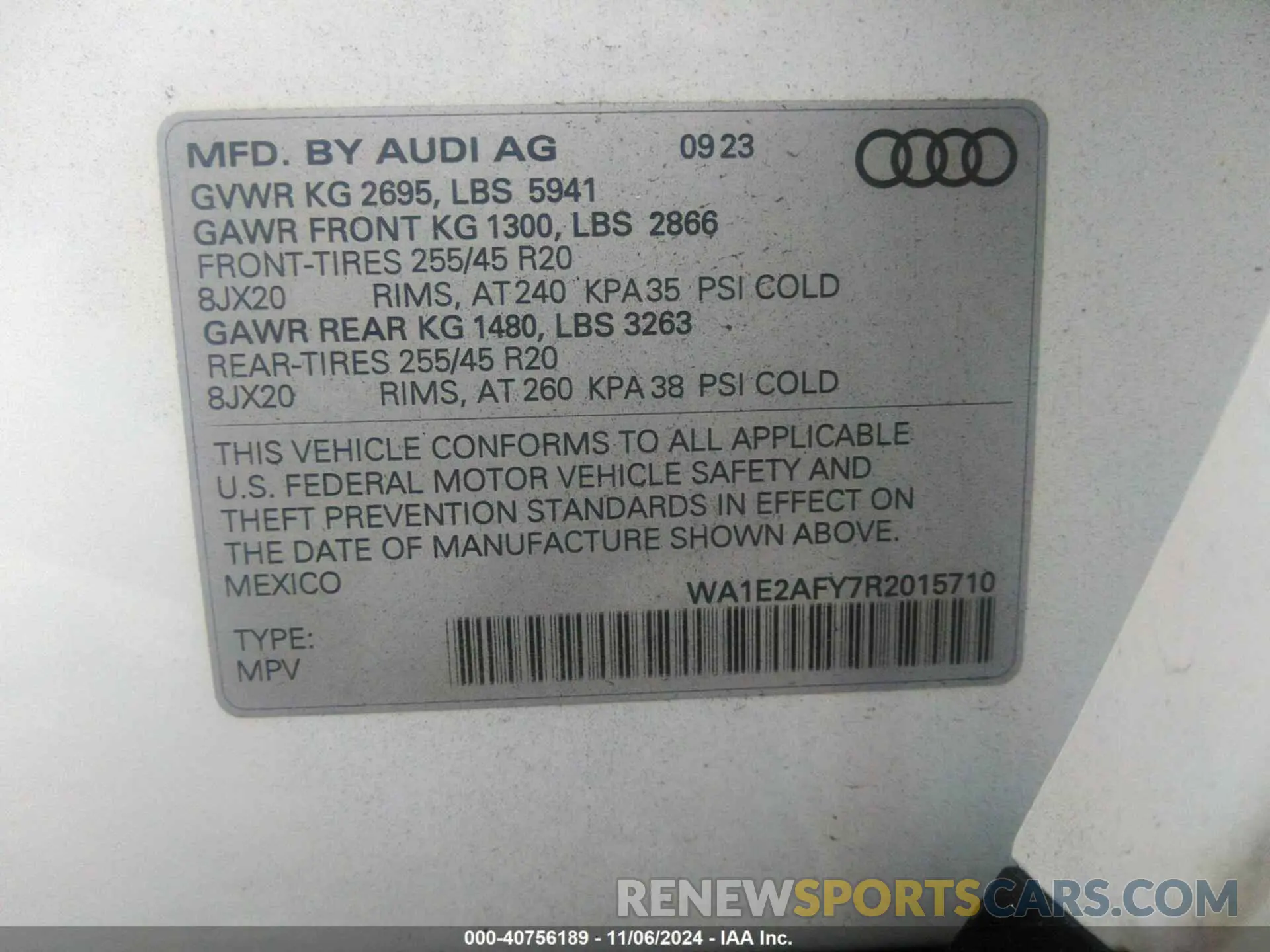 9 Photograph of a damaged car WA1E2AFY7R2015710 AUDI Q5 2024