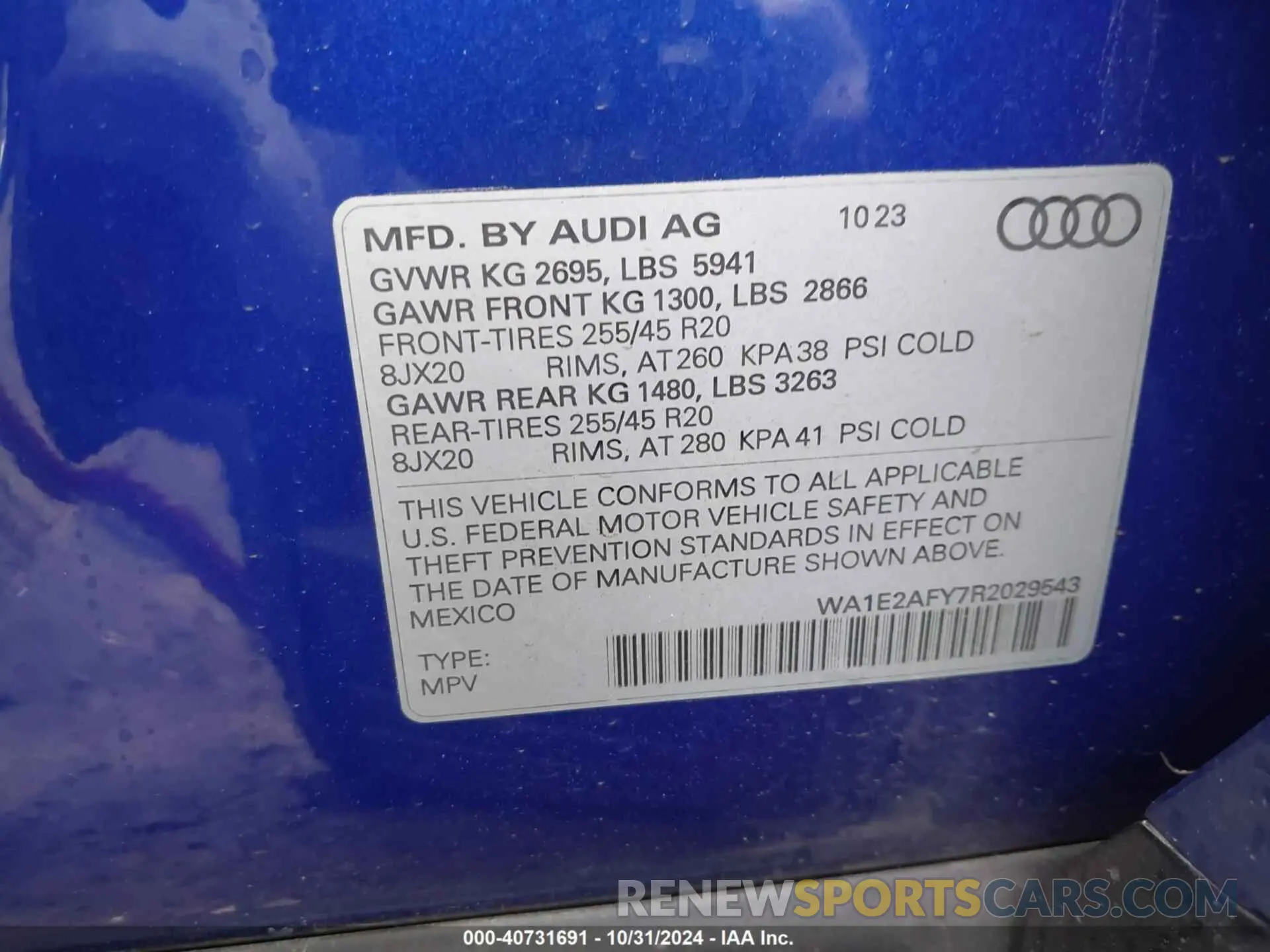 9 Photograph of a damaged car WA1E2AFY7R2029543 AUDI Q5 2024
