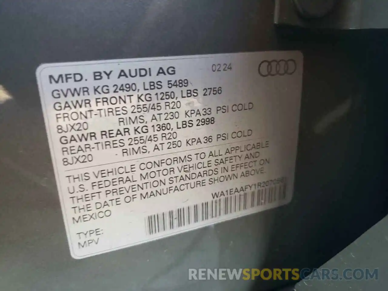 12 Photograph of a damaged car WA1EAAFY1R2070561 AUDI Q5 2024