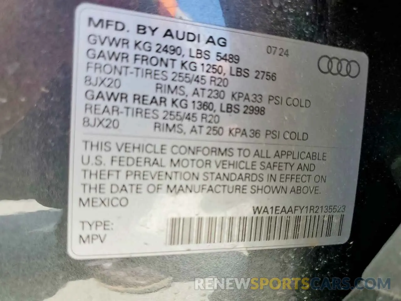 13 Photograph of a damaged car WA1EAAFY1R2135523 AUDI Q5 2024