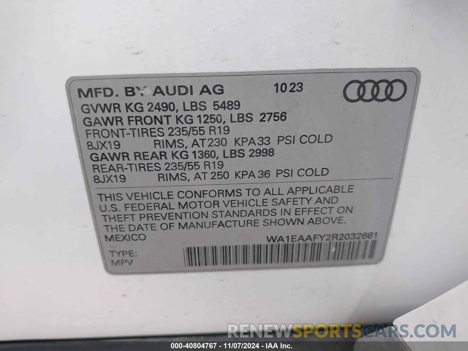 9 Photograph of a damaged car WA1EAAFY2R2032661 AUDI Q5 2024