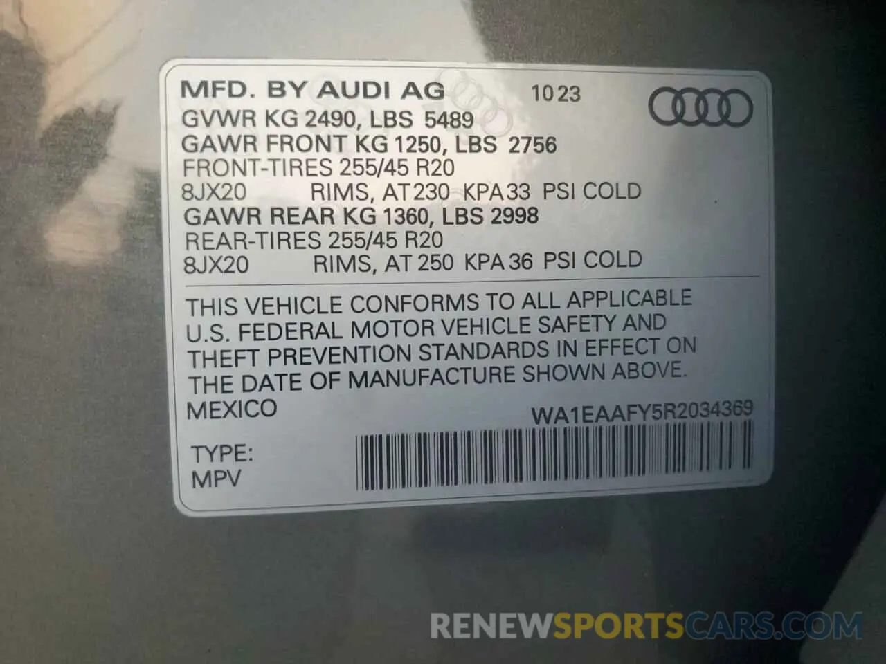13 Photograph of a damaged car WA1EAAFY5R2034369 AUDI Q5 2024