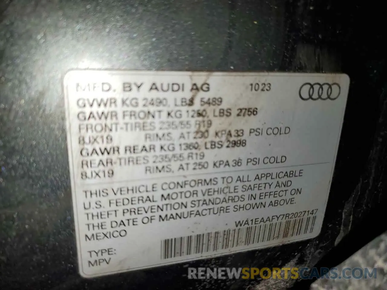 13 Photograph of a damaged car WA1EAAFY7R2027147 AUDI Q5 2024
