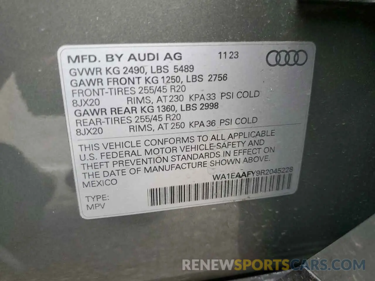 12 Photograph of a damaged car WA1EAAFY9R2045228 AUDI Q5 2024