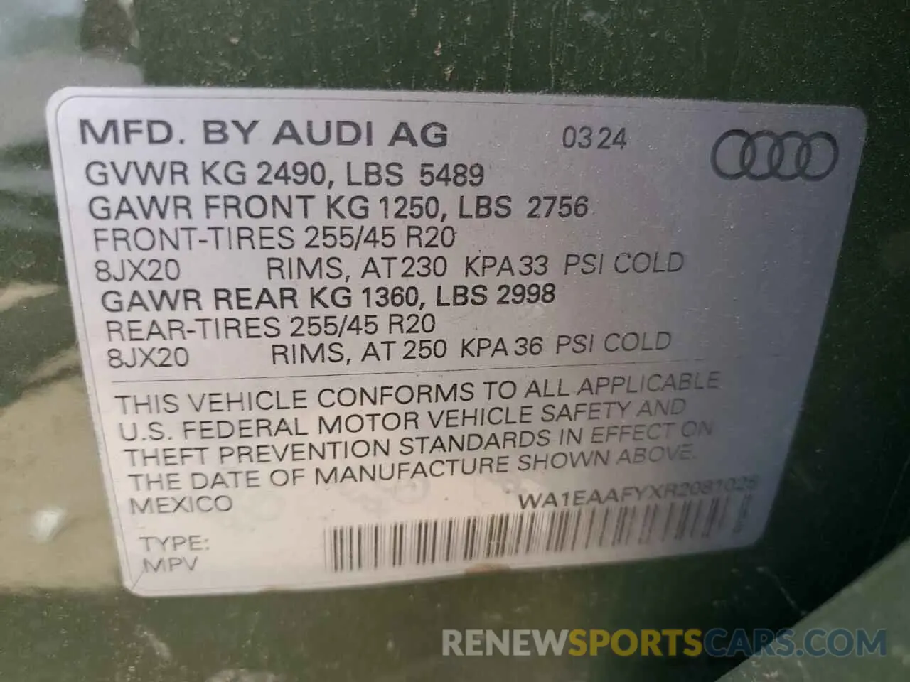 12 Photograph of a damaged car WA1EAAFYXR2081025 AUDI Q5 2024