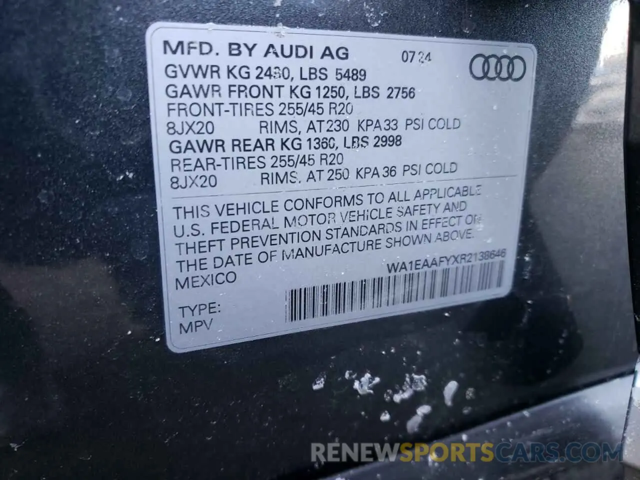 13 Photograph of a damaged car WA1EAAFYXR2138646 AUDI Q5 2024