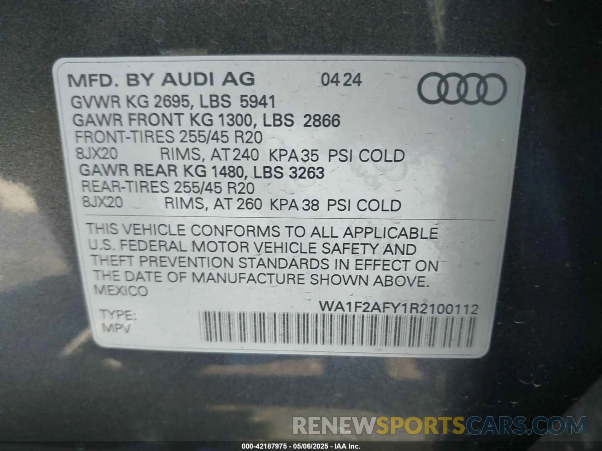 9 Photograph of a damaged car WA1F2AFY1R2100112 AUDI Q5 2024