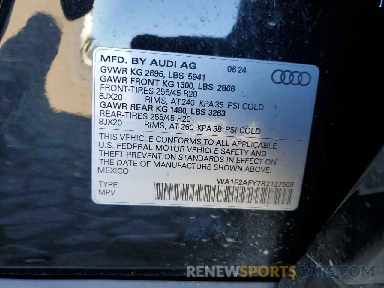 14 Photograph of a damaged car WA1F2AFY7R2127508 AUDI Q5 2024