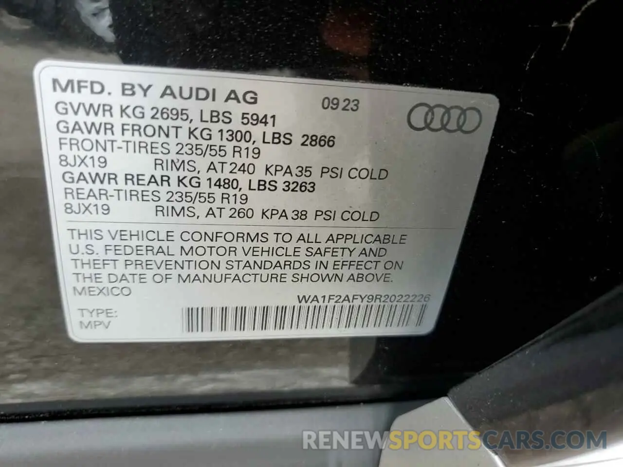 14 Photograph of a damaged car WA1F2AFY9R2022226 AUDI Q5 2024
