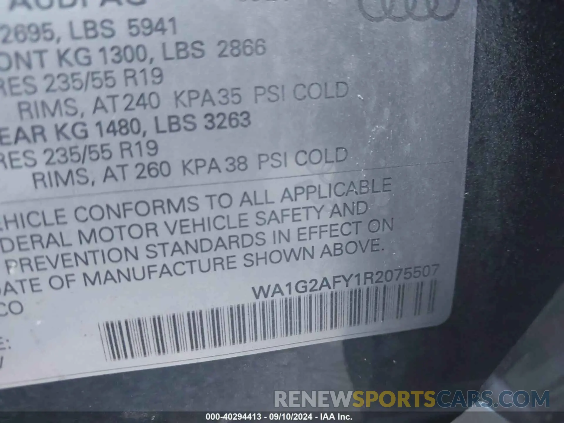 9 Photograph of a damaged car WA1G2AFY1R2075507 AUDI Q5 2024