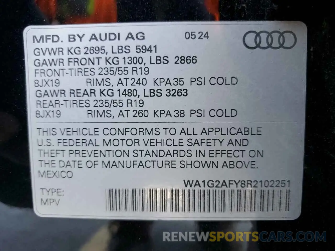 14 Photograph of a damaged car WA1G2AFY8R2102251 AUDI Q5 2024
