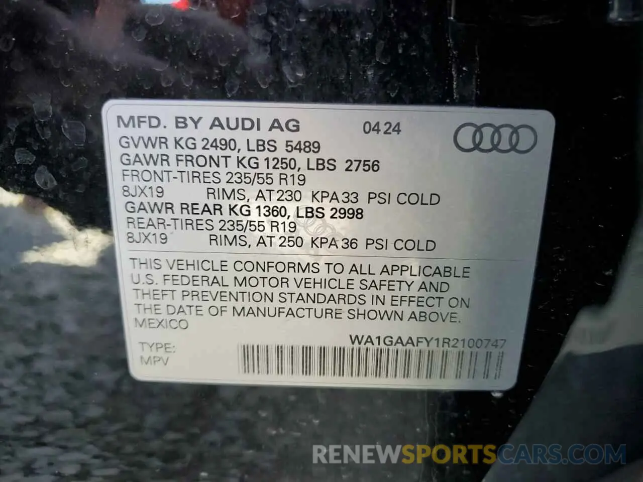 13 Photograph of a damaged car WA1GAAFY1R2100747 AUDI Q5 2024