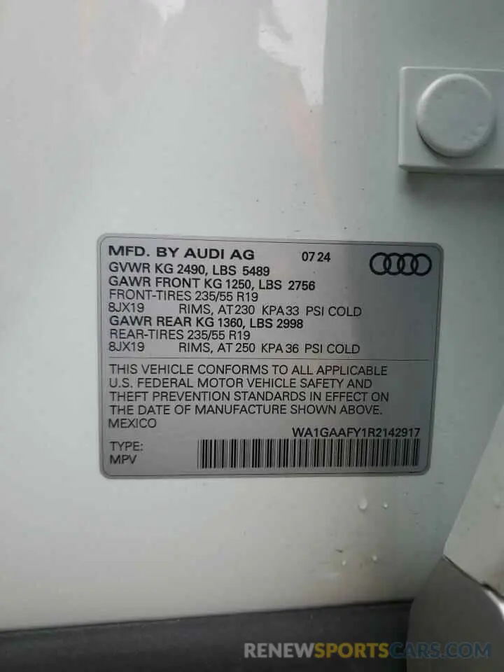 14 Photograph of a damaged car WA1GAAFY1R2142917 AUDI Q5 2024