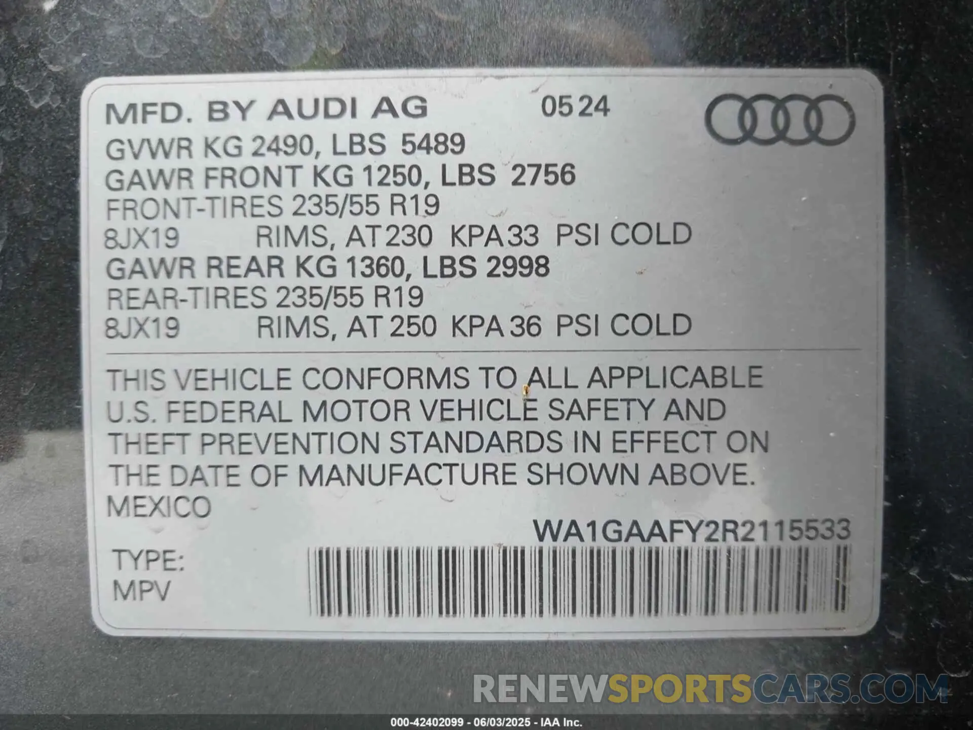 9 Photograph of a damaged car WA1GAAFY2R2115533 AUDI Q5 2024