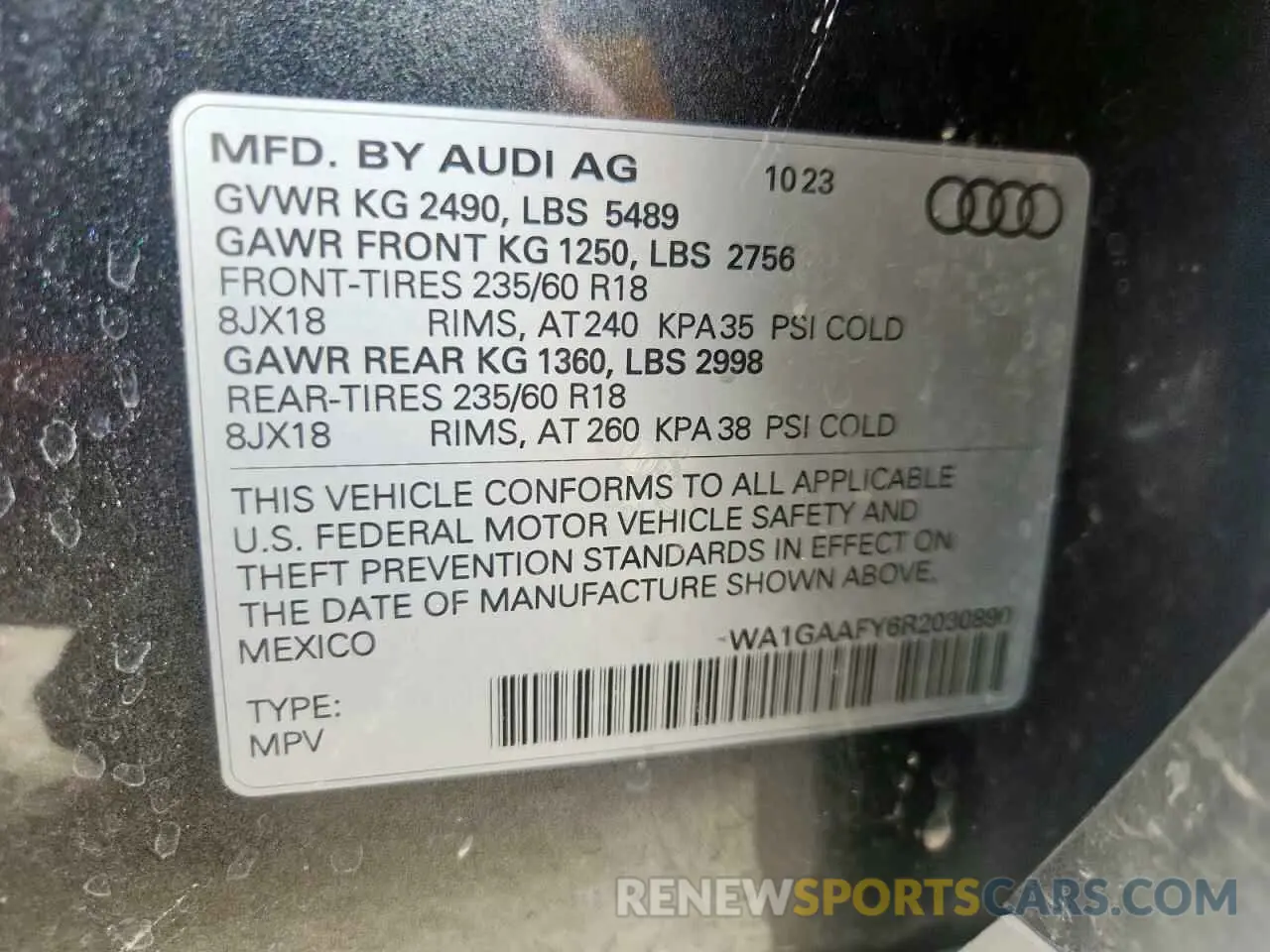 14 Photograph of a damaged car WA1GAAFY6R2030890 AUDI Q5 2024