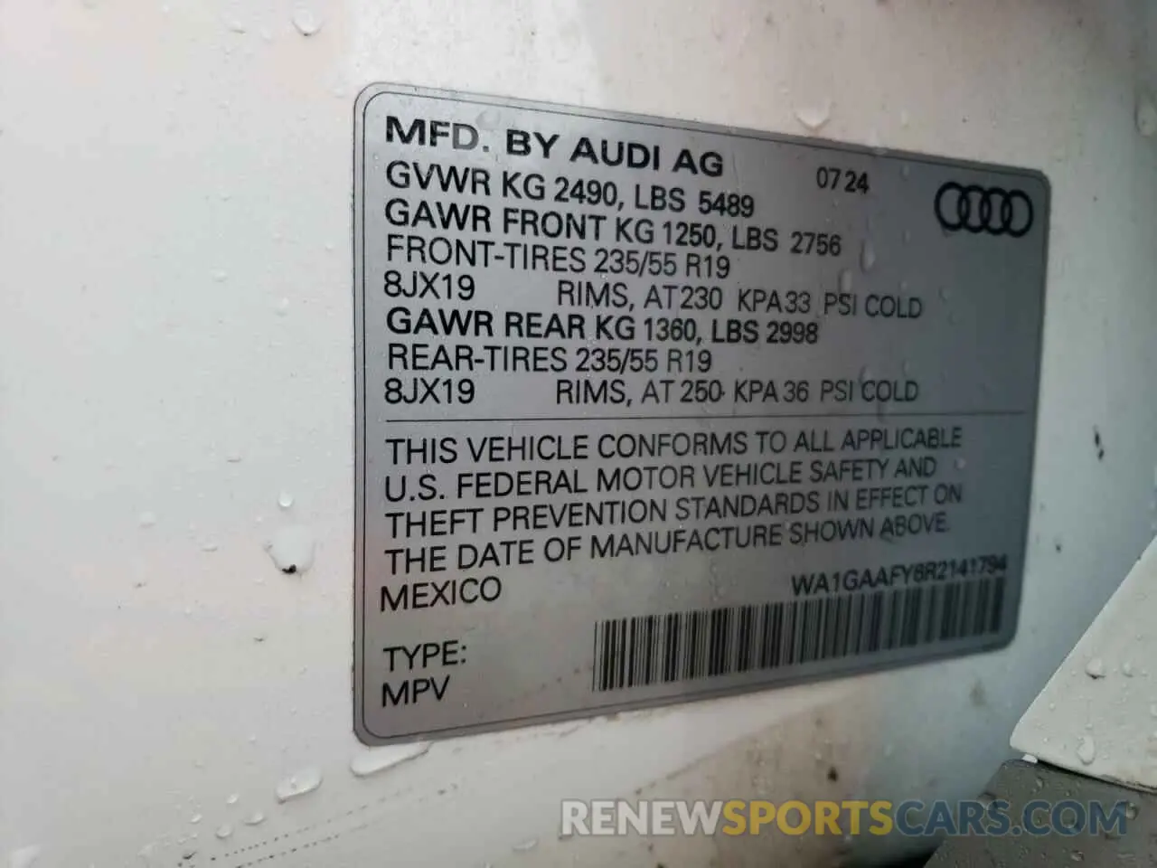 13 Photograph of a damaged car WA1GAAFY6R2141794 AUDI Q5 2024