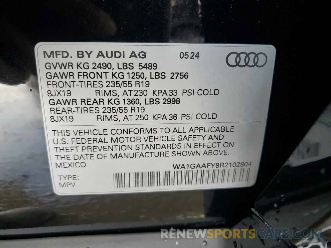 14 Photograph of a damaged car WA1GAAFY8R2102804 AUDI Q5 2024