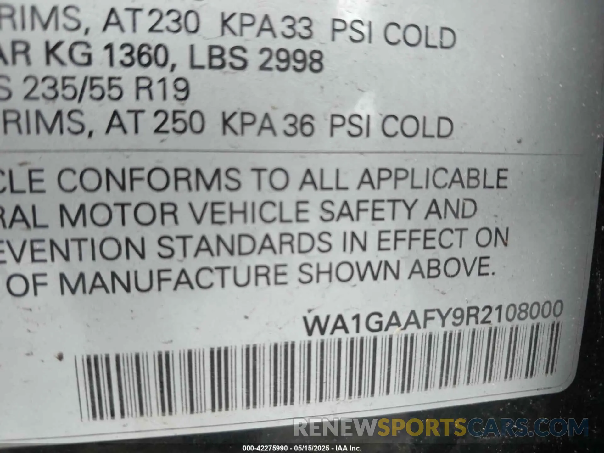 9 Photograph of a damaged car WA1GAAFY9R2108000 AUDI Q5 2024