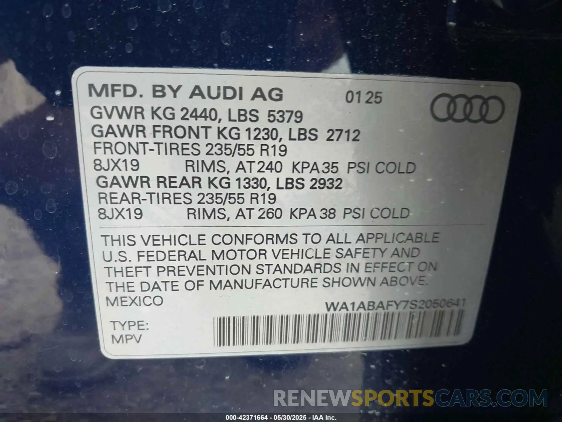 9 Photograph of a damaged car WA1ABAFY7S2050641 AUDI Q5 2025