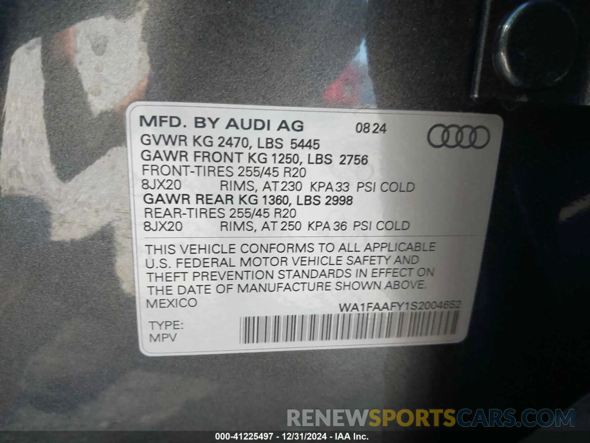 9 Photograph of a damaged car WA1FAAFY1S2004652 AUDI Q5 2025