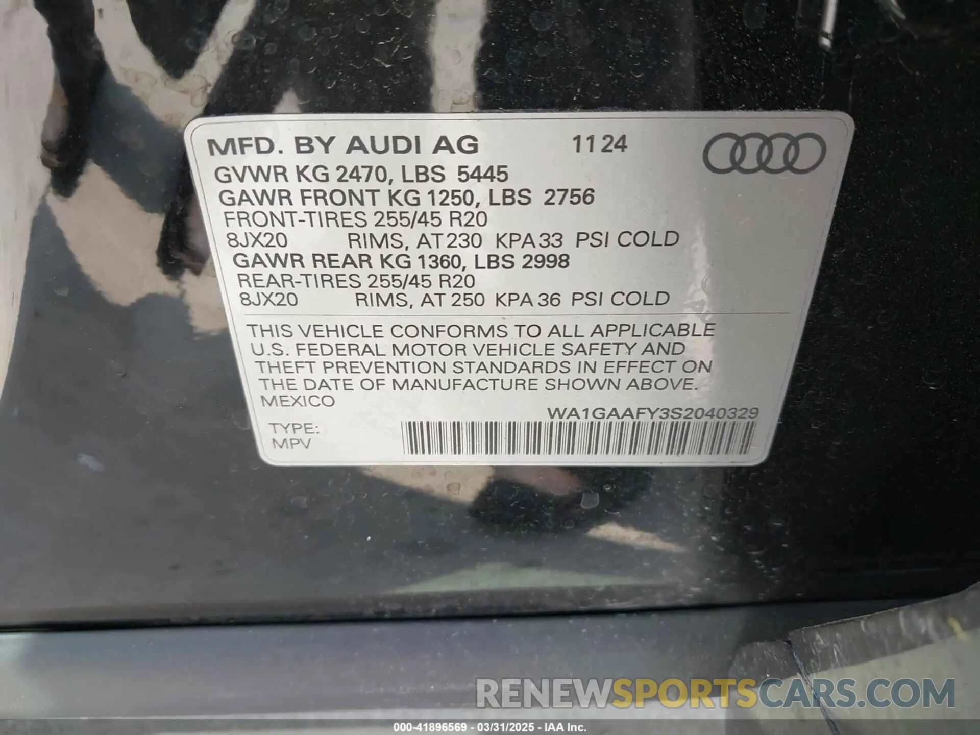 9 Photograph of a damaged car WA1GAAFY3S2040329 AUDI Q5 2025