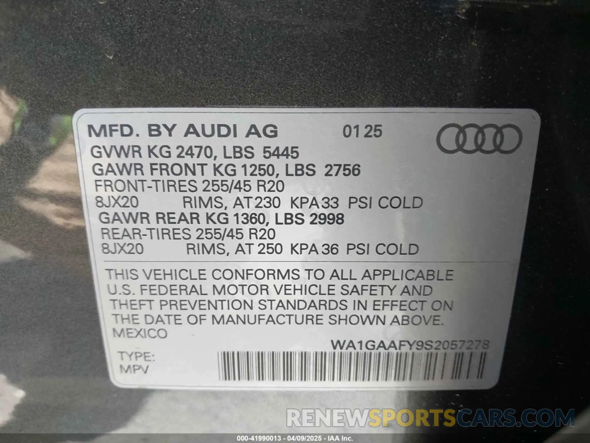 9 Photograph of a damaged car WA1GAAFY9S2057278 AUDI Q5 2025