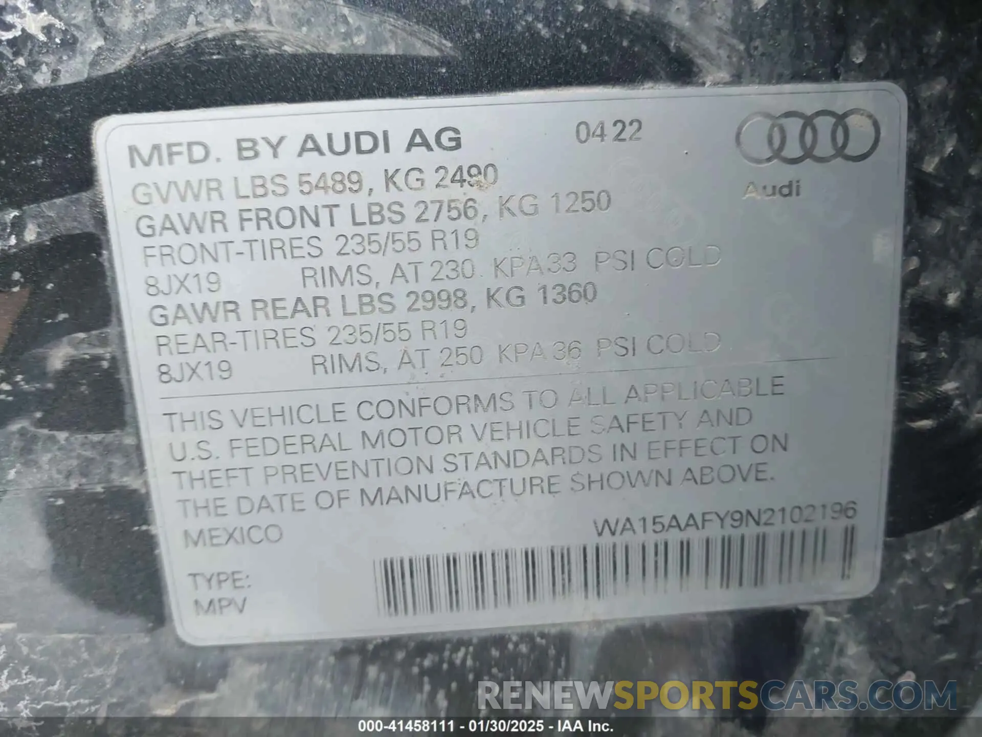 9 Photograph of a damaged car WA15AAFY9N2102196 AUDI Q5 SPORTBACK 2022