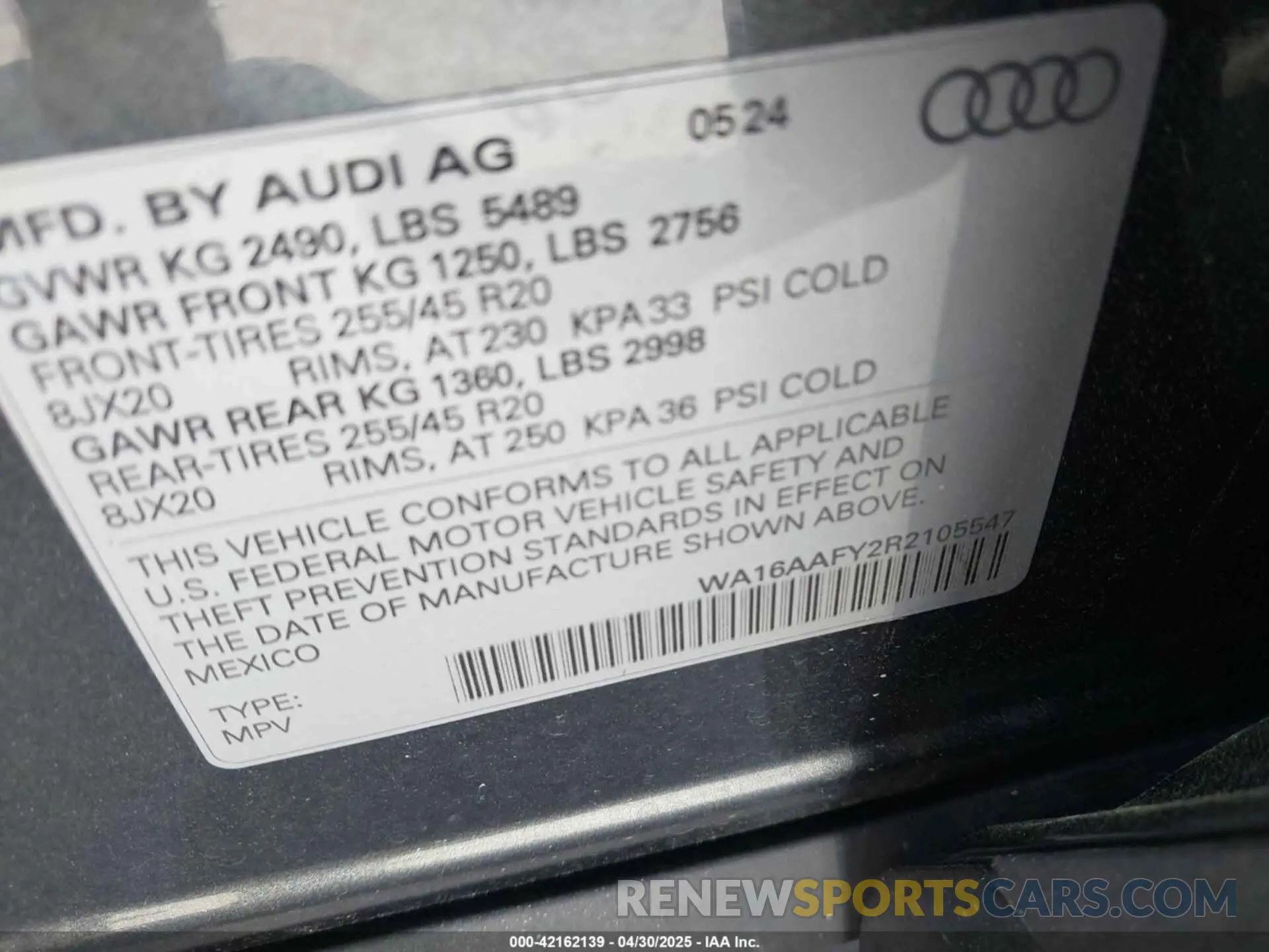 9 Photograph of a damaged car WA16AAFY2R2105547 AUDI Q5 SPORTBACK 2024