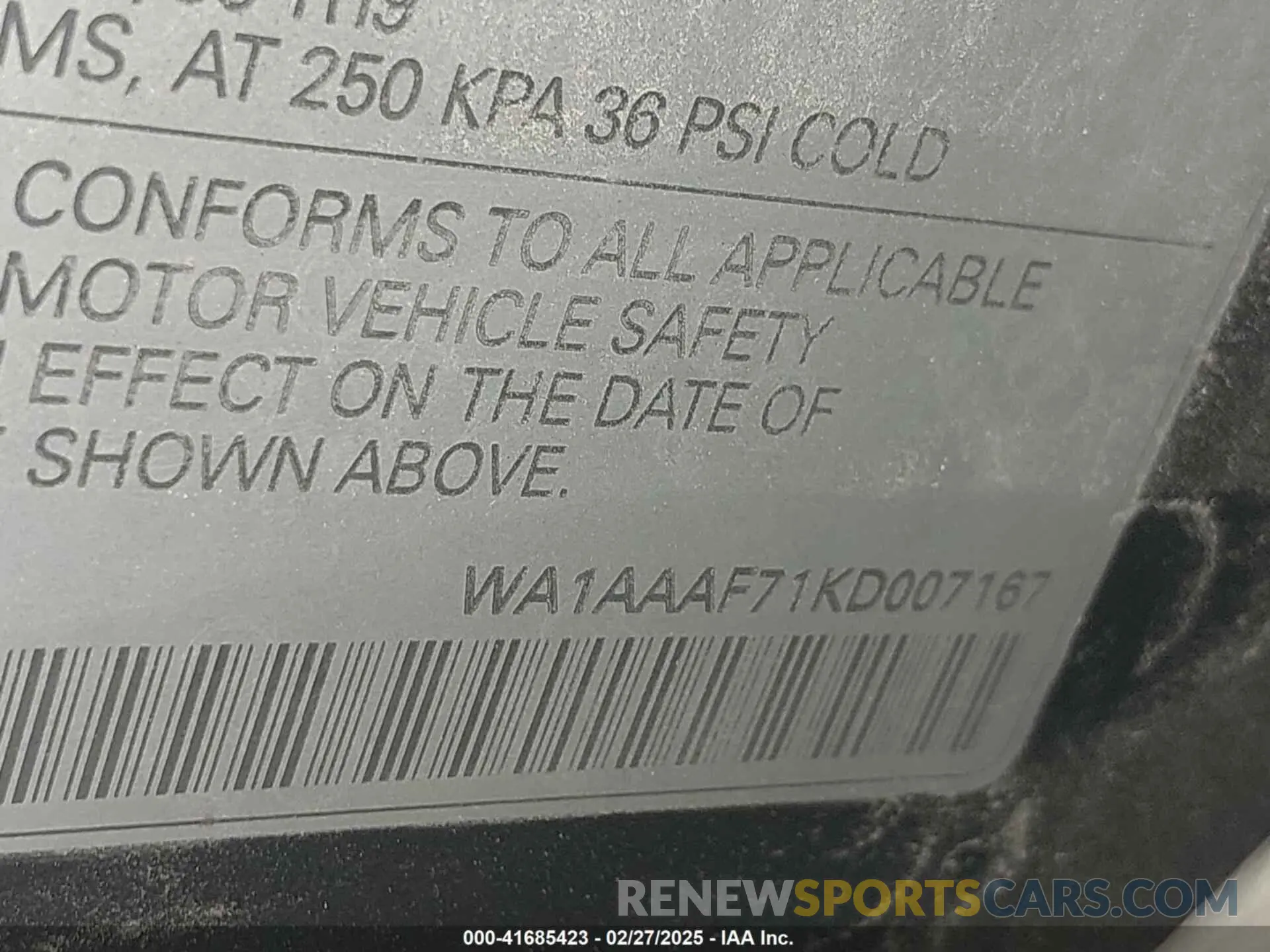 9 Photograph of a damaged car WA1AAAF71KD007167 AUDI Q7 2019
