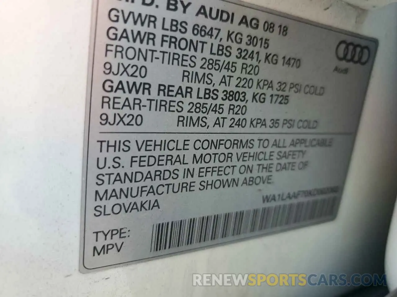 14 Photograph of a damaged car WA1LAAF70KD002082 AUDI Q7 2019