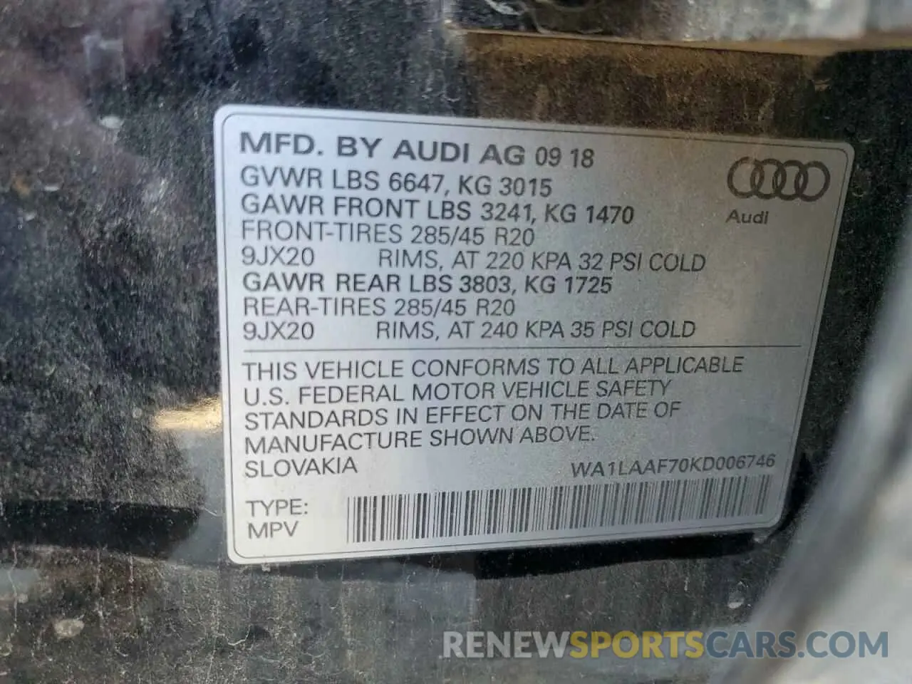14 Photograph of a damaged car WA1LAAF70KD006746 AUDI Q7 2019