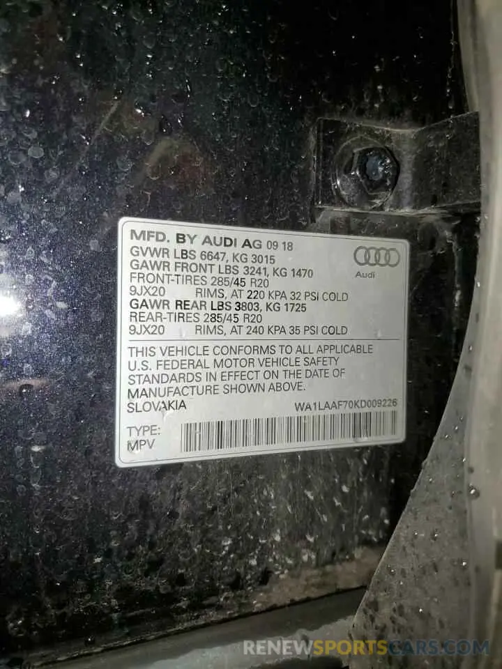 13 Photograph of a damaged car WA1LAAF70KD009226 AUDI Q7 2019