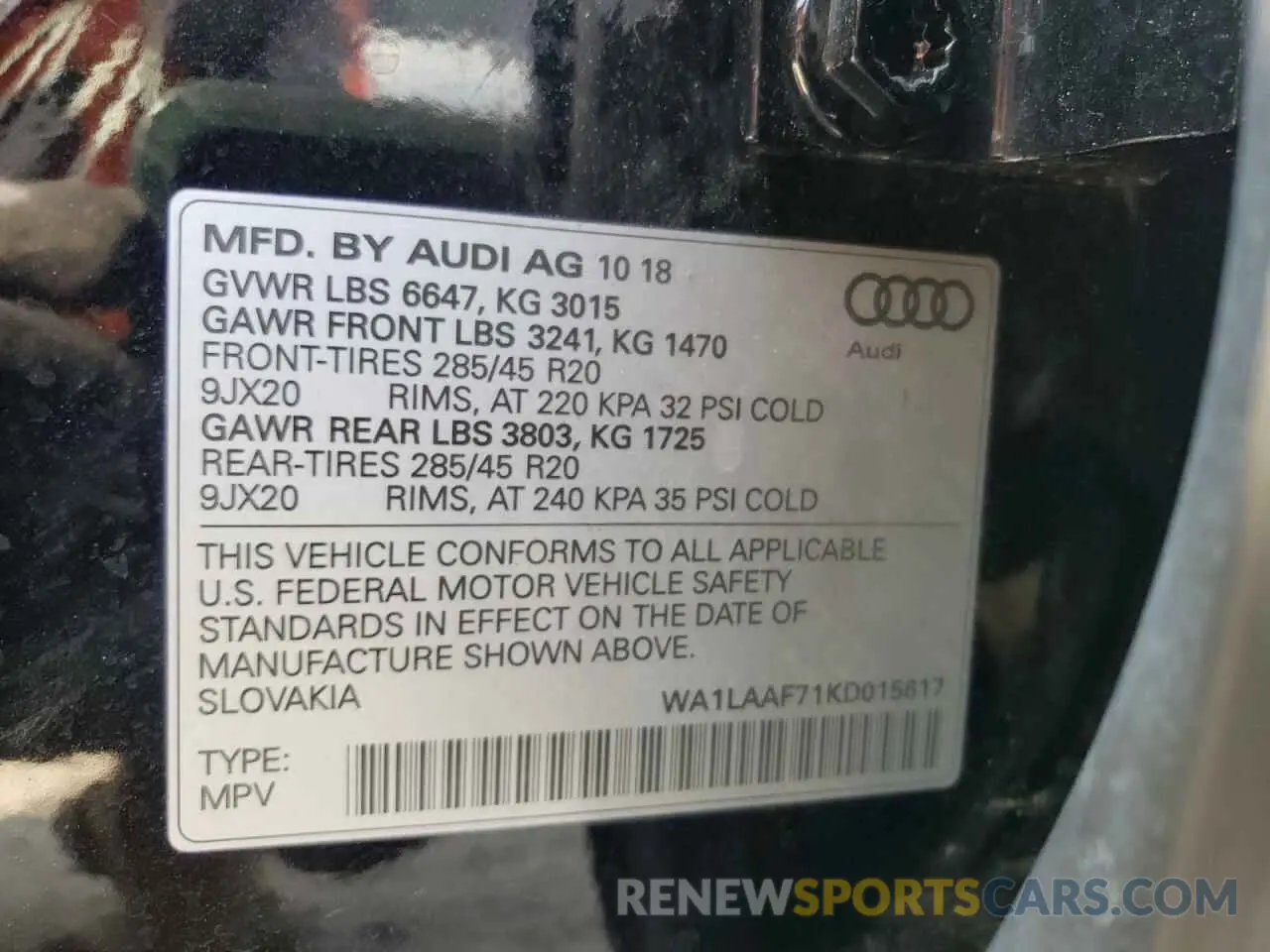 13 Photograph of a damaged car WA1LAAF71KD015617 AUDI Q7 2019