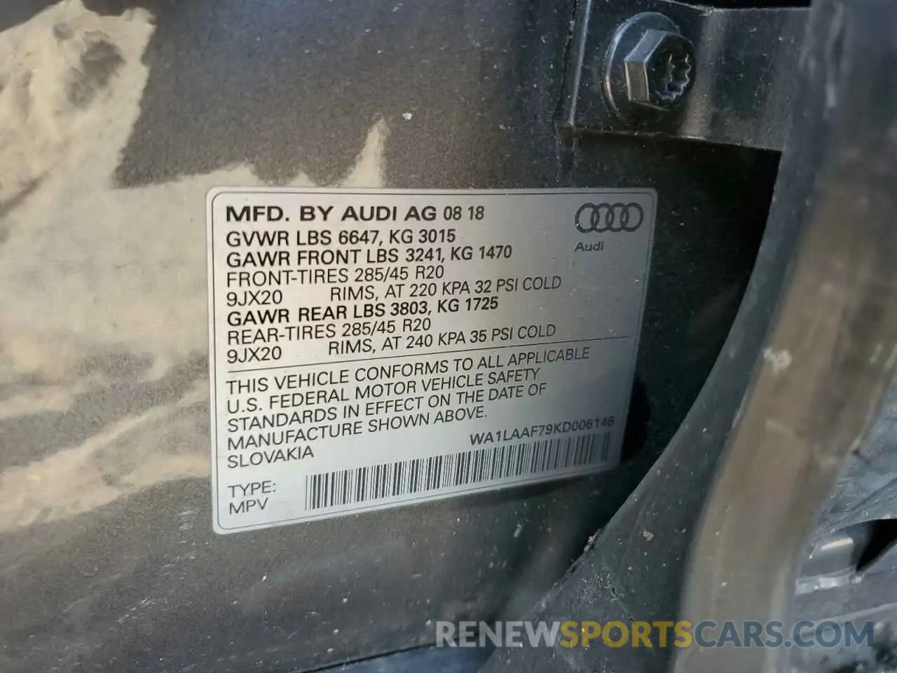 13 Photograph of a damaged car WA1LAAF79KD006146 AUDI Q7 2019