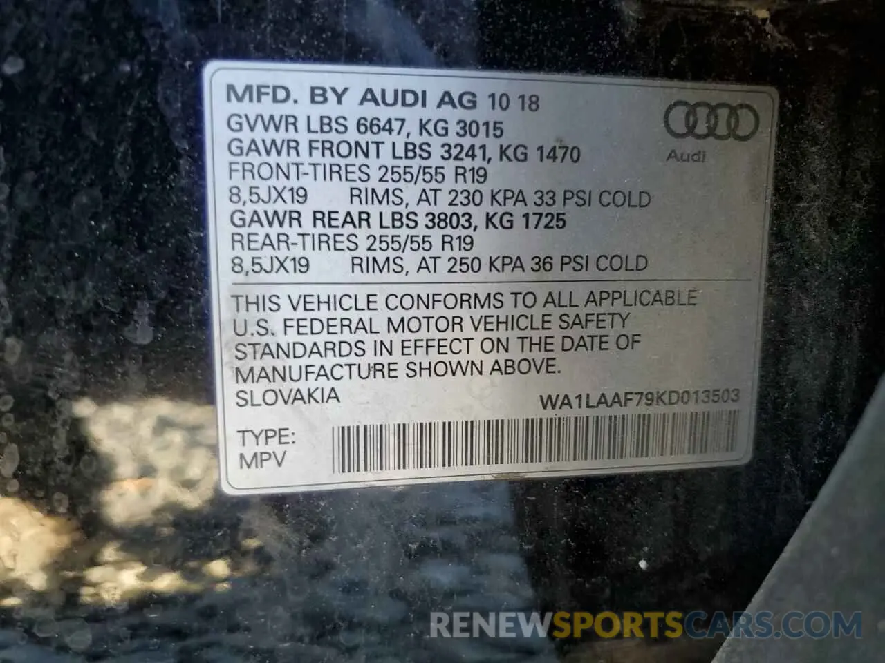 15 Photograph of a damaged car WA1LAAF79KD013503 AUDI Q7 2019