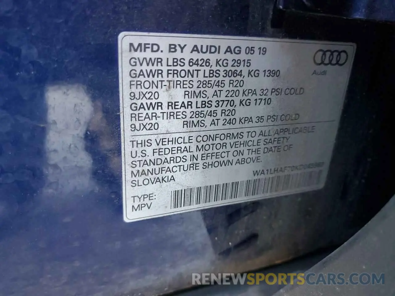 14 Photograph of a damaged car WA1LHAF70KD045963 AUDI Q7 2019