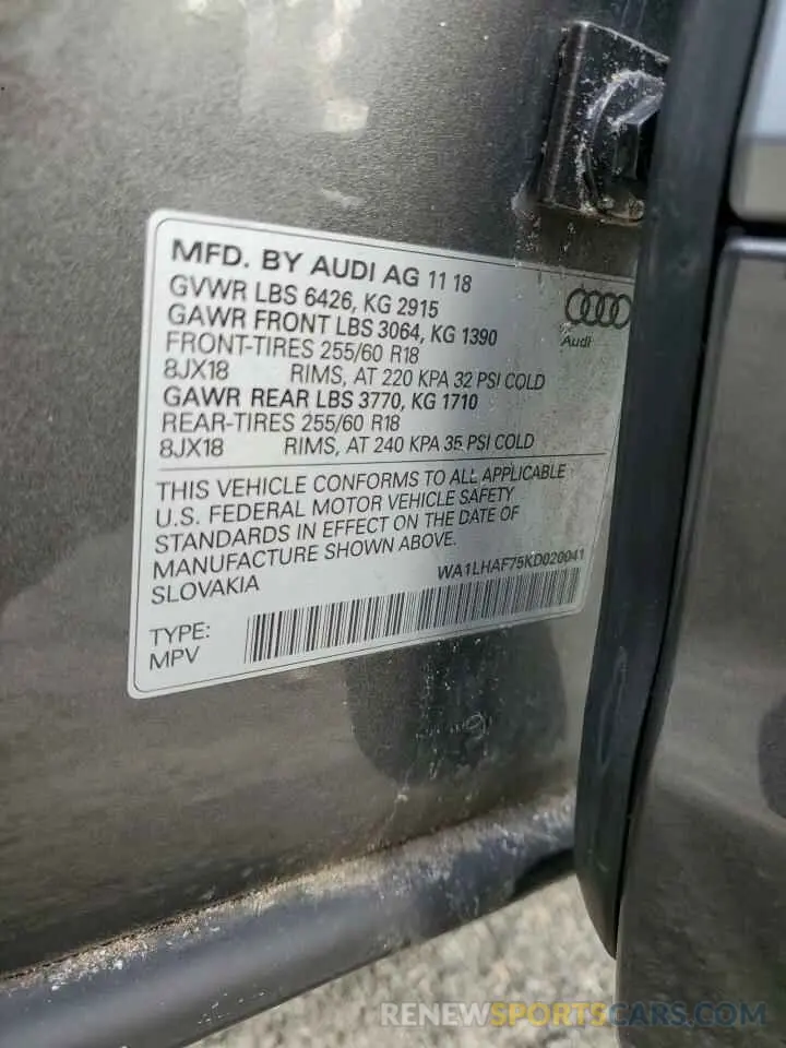 14 Photograph of a damaged car WA1LHAF75KD020041 AUDI Q7 2019