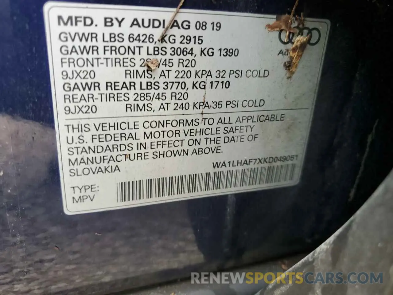 14 Photograph of a damaged car WA1LHAF7XKD049051 AUDI Q7 2019