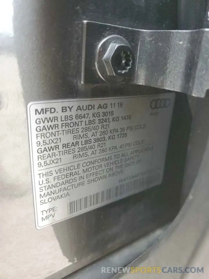 14 Photograph of a damaged car WA1VAAF70KD020476 AUDI Q7 2019
