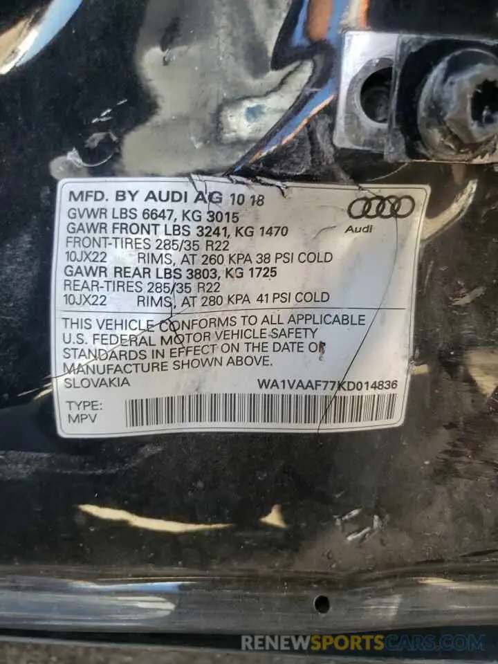 13 Photograph of a damaged car WA1VAAF77KD014836 AUDI Q7 2019
