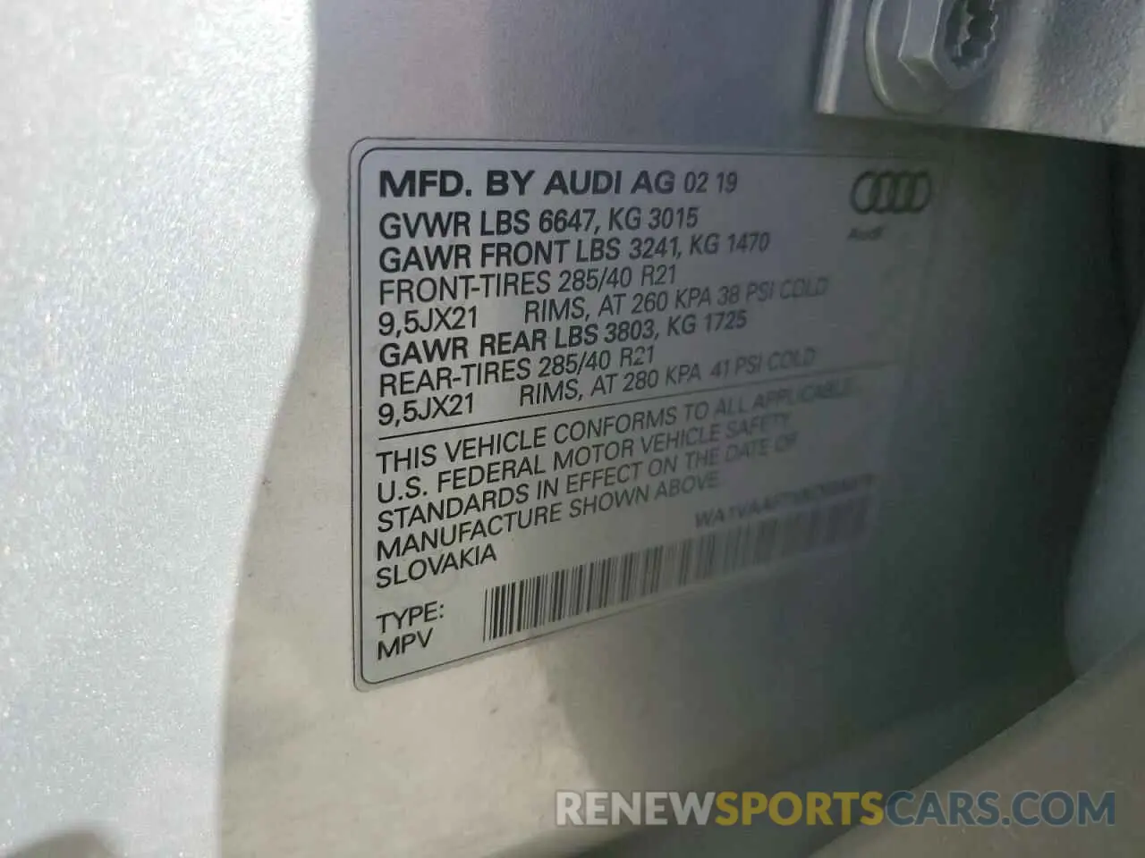 13 Photograph of a damaged car WA1VAAF7XKD035079 AUDI Q7 2019