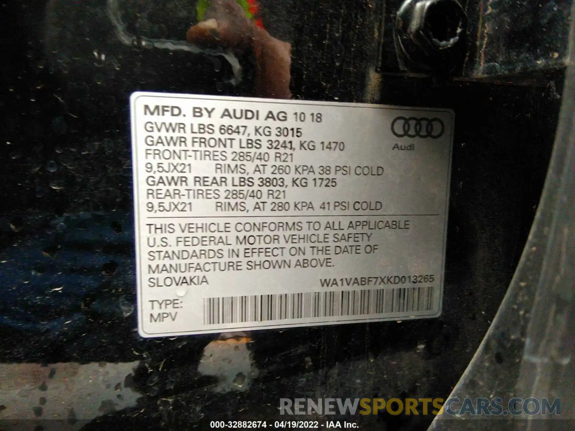 9 Photograph of a damaged car WA1VABF7XKD013265 AUDI Q7 2019