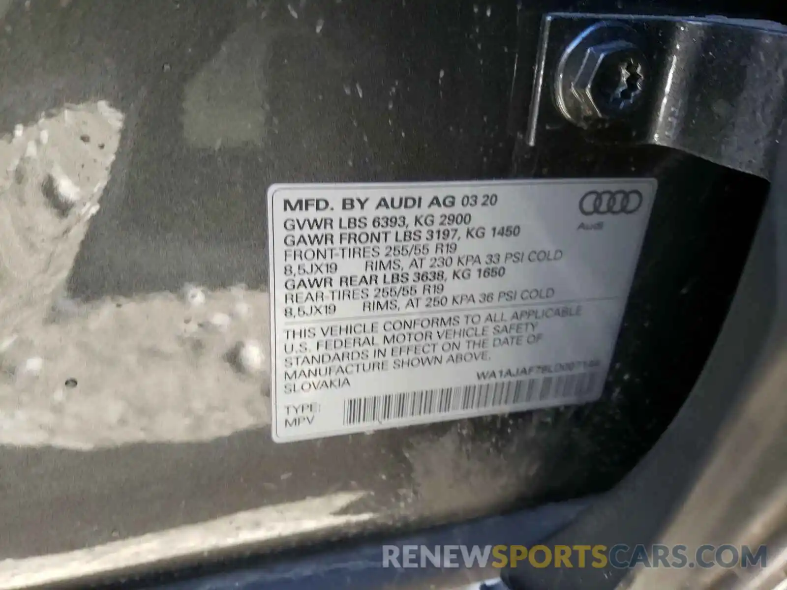 10 Photograph of a damaged car WA1AJAF79LD007141 AUDI Q7 2020