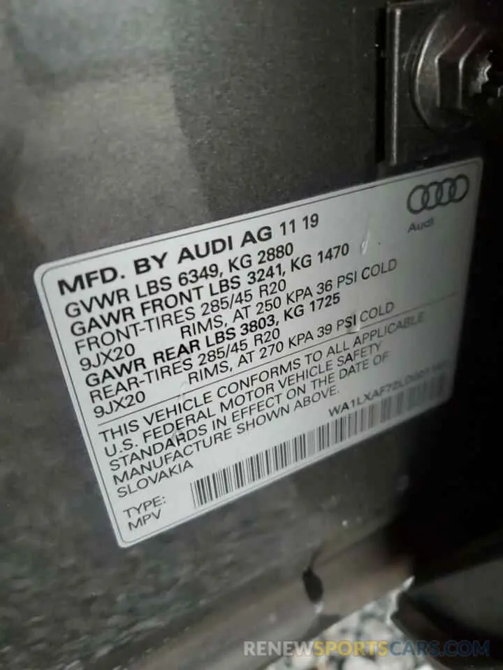 14 Photograph of a damaged car WA1LXAF72LD001161 AUDI Q7 2020