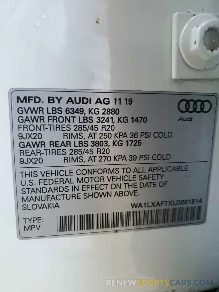 14 Photograph of a damaged car WA1LXAF7XLD001814 AUDI Q7 2020