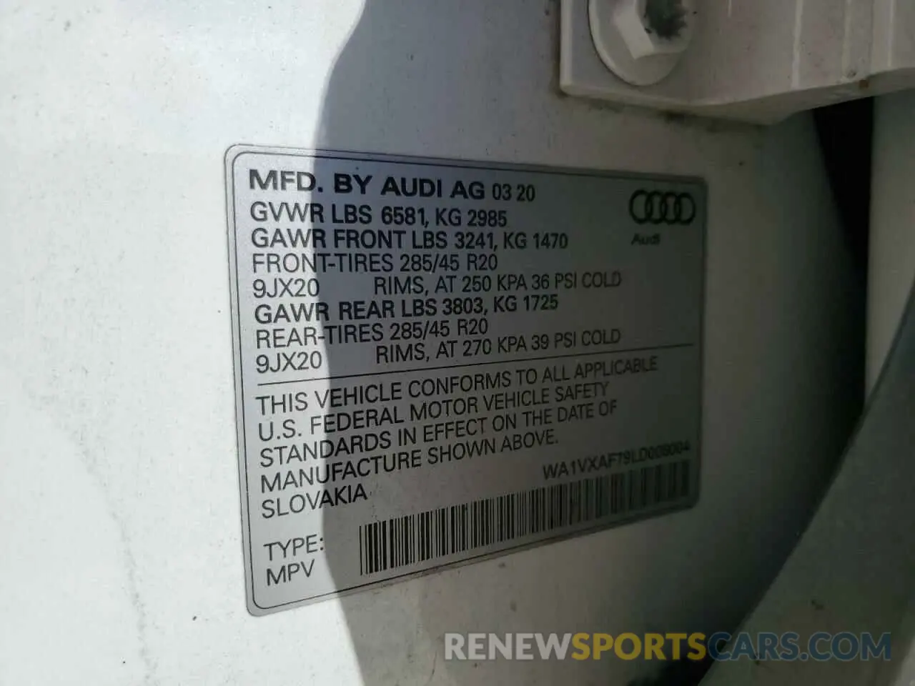 13 Photograph of a damaged car WA1VXAF79LD008004 AUDI Q7 2020