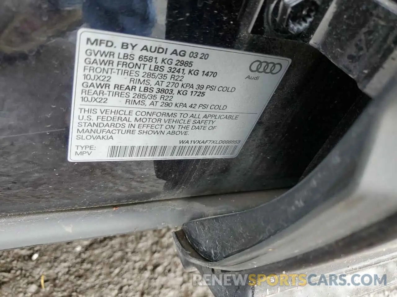 12 Photograph of a damaged car WA1VXAF7XLD008853 AUDI Q7 2020